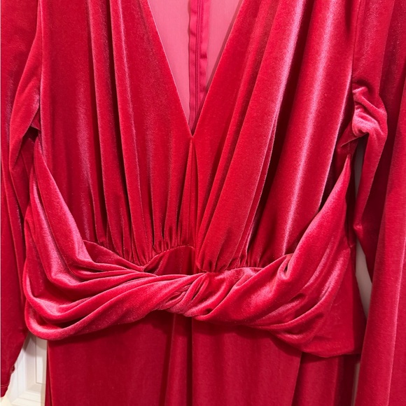 Eloquii maxi v neck hot pink velvet dress. Size 20. - Picture 7 of 7